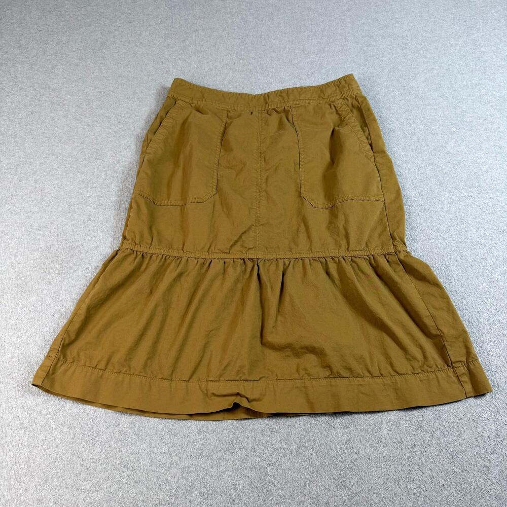 J Crew Skirt Womens 6 Brown Trumpet Ruffle Hem Pockets Stretch Heritage Classic
